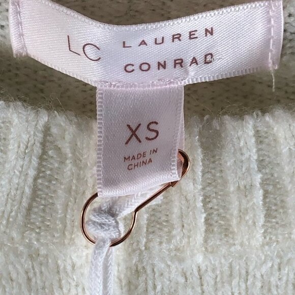 LC Lauren Conrad Ivory Knit Tunic Sweater with Flamingo Size  XS - Picture 5 of 7